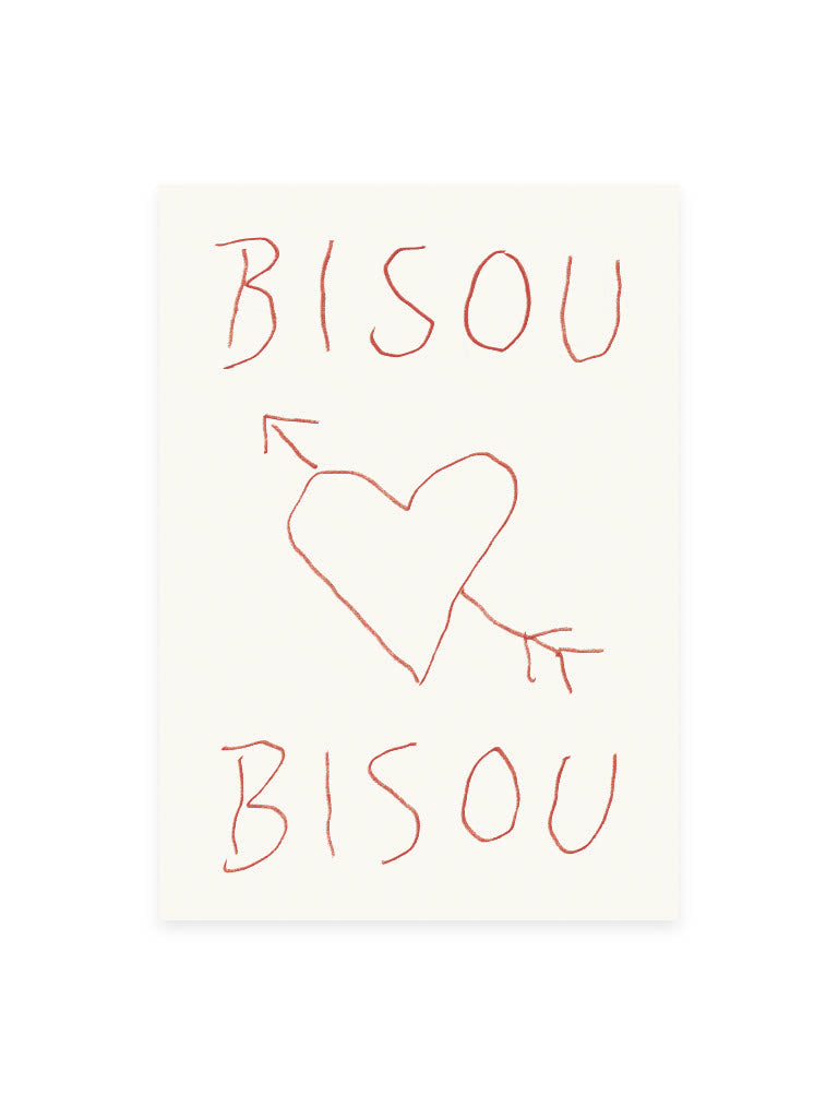 Postkarte 'Bisou Bisou' (Risographie)