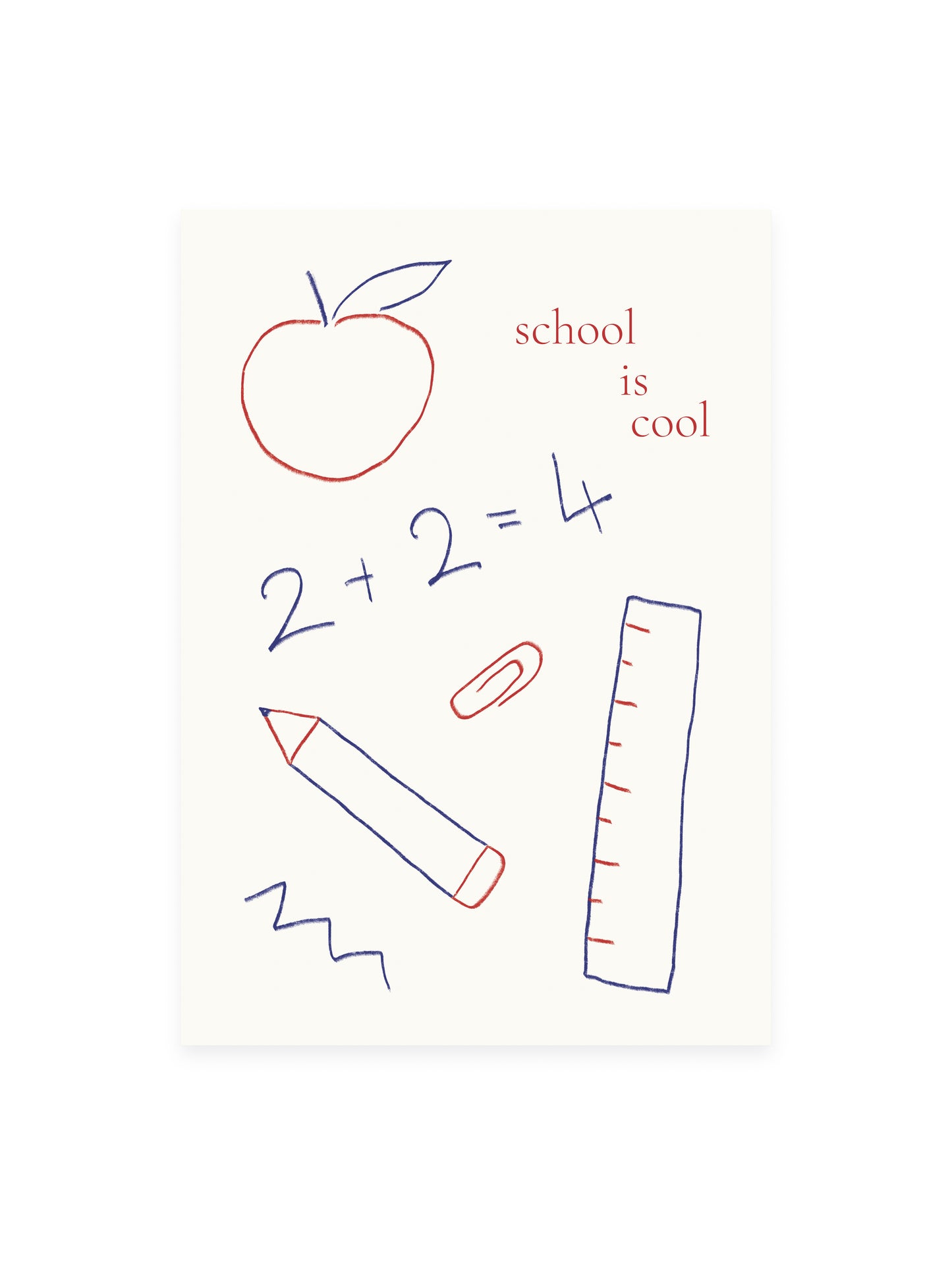 Postkarte 'school is cool 2+2=4' (Risographie)