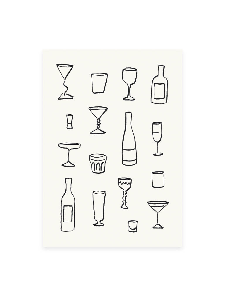 Postkarte Drinks (Risographie)