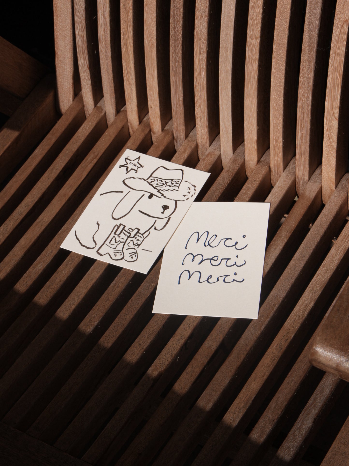 Postkarte 'merci merci merci' (Risographie)