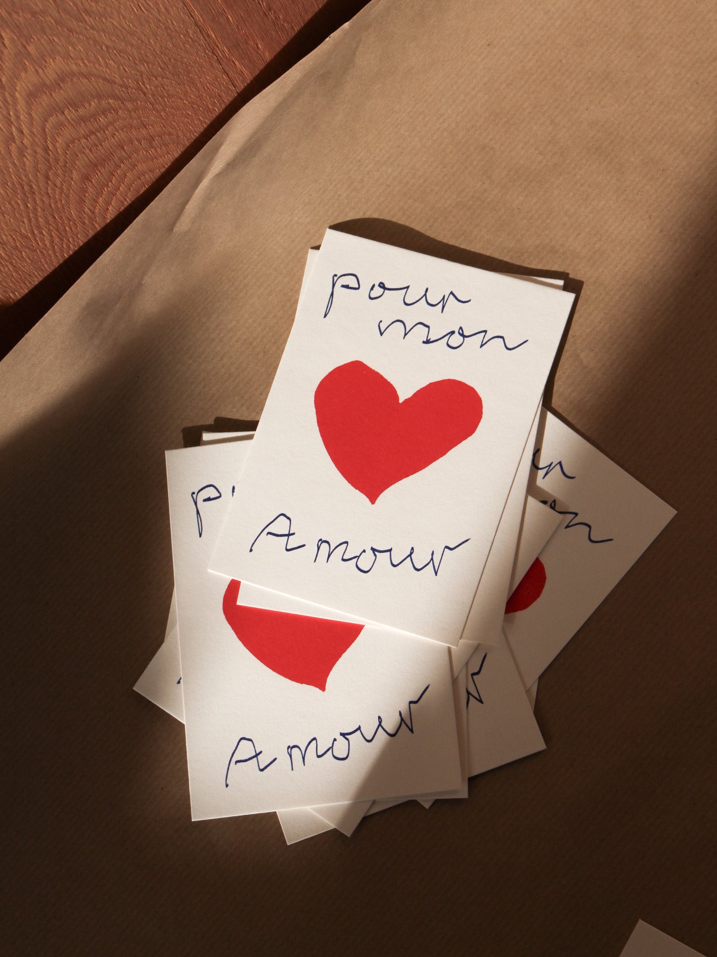 Postkarte 'pour mon Amour' Herz (Risographie)