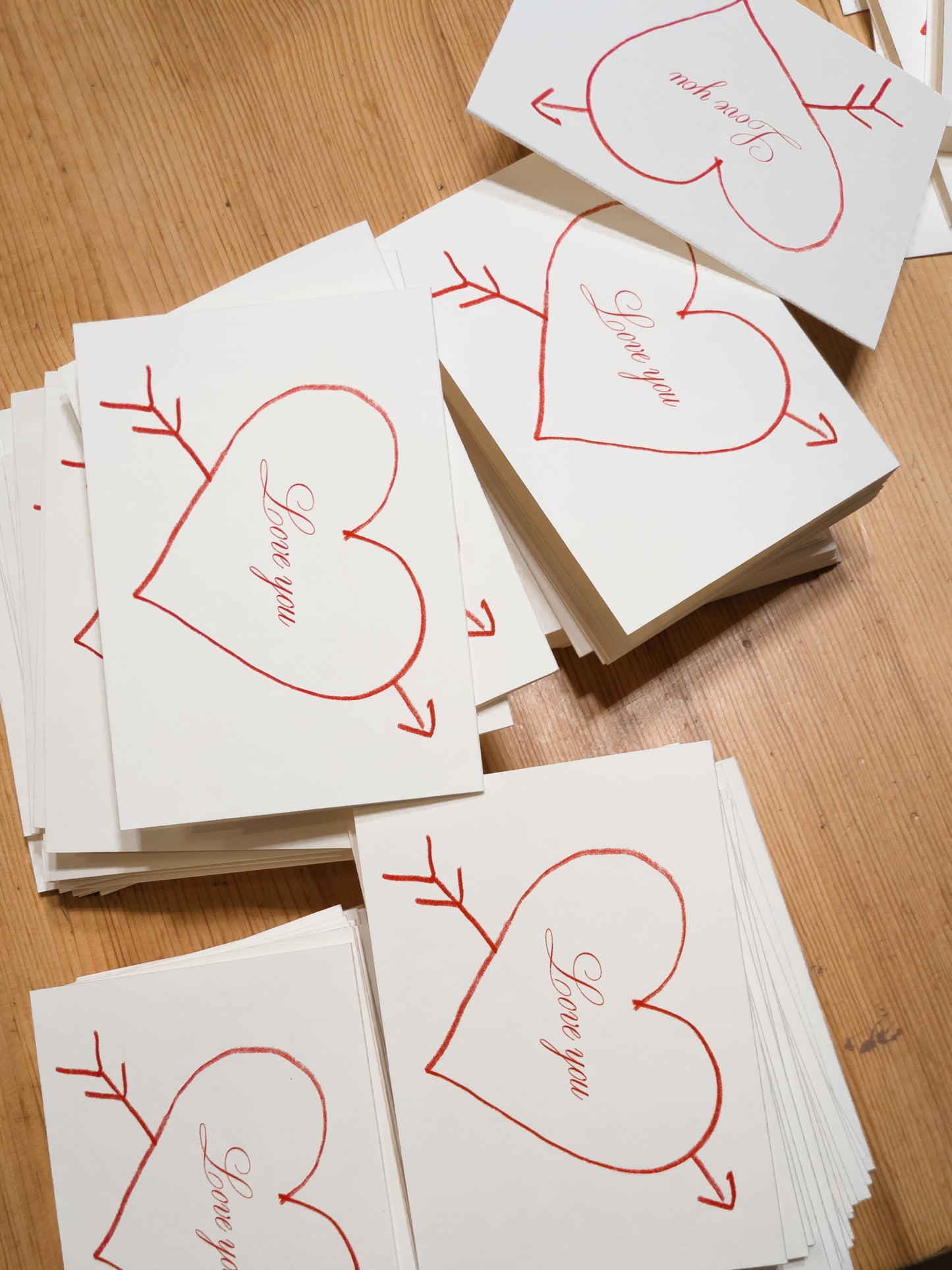 Klappkarte 'Love you' Heart (Risographie)