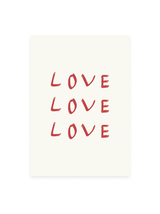 Postkarte 'Love Love Love' (Risographie)