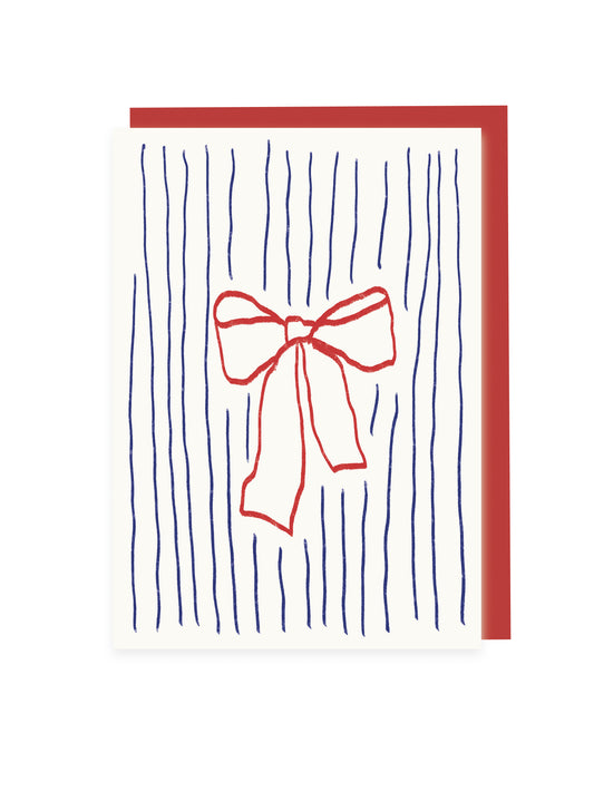 Klappkarte Schleife mit Streifen (Risographie)