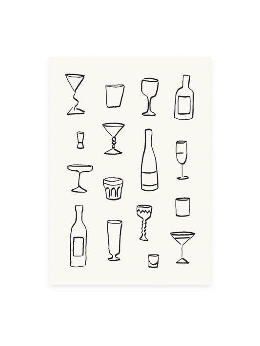 Postkarte Drinks (Risographie)