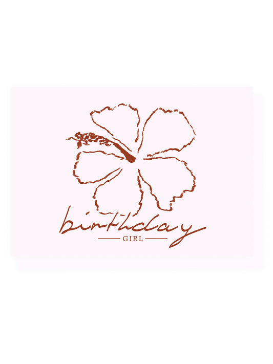 Klappkarte 'Birthday Girl' Hibiskus (Risographie)