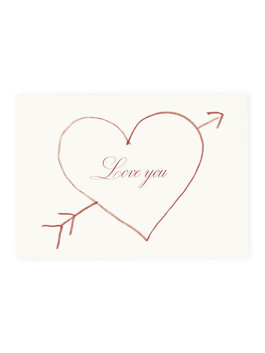 Postkarte 'Love you' Herz (Risographie)
